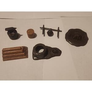 Vintage 1960s Marx Fort Apache Playset Anvil Wood Stump Broken For Parts Lot